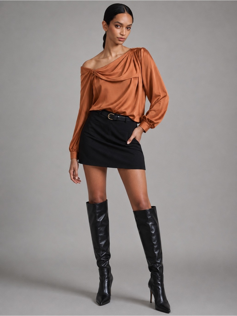 ASTR • NWT $60 USD satin long sleeve blouse PTP 18”